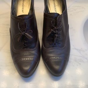 Brown heeled booties